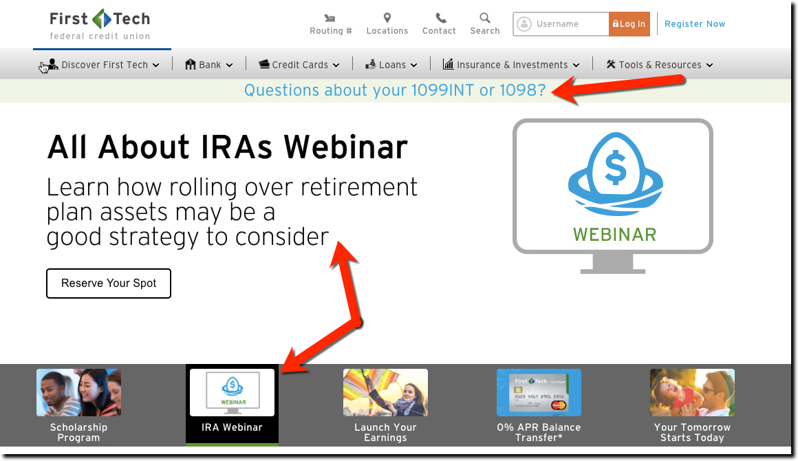Taxing UX: Tech First Credit Union Features IRA Webinar on Homepage