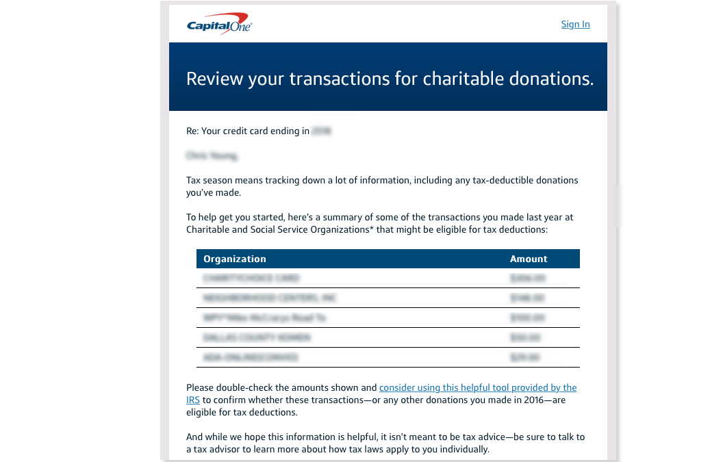 Email UX: Capital One Delights with Tax Reminder