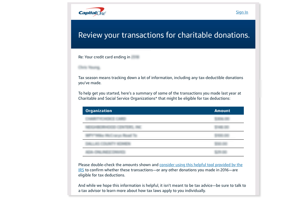Email UX: Capital One Delights with Tax Reminder