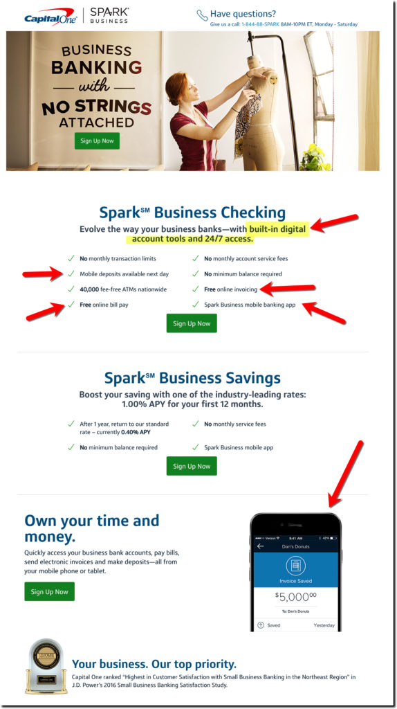 capital one spark business banking landing page