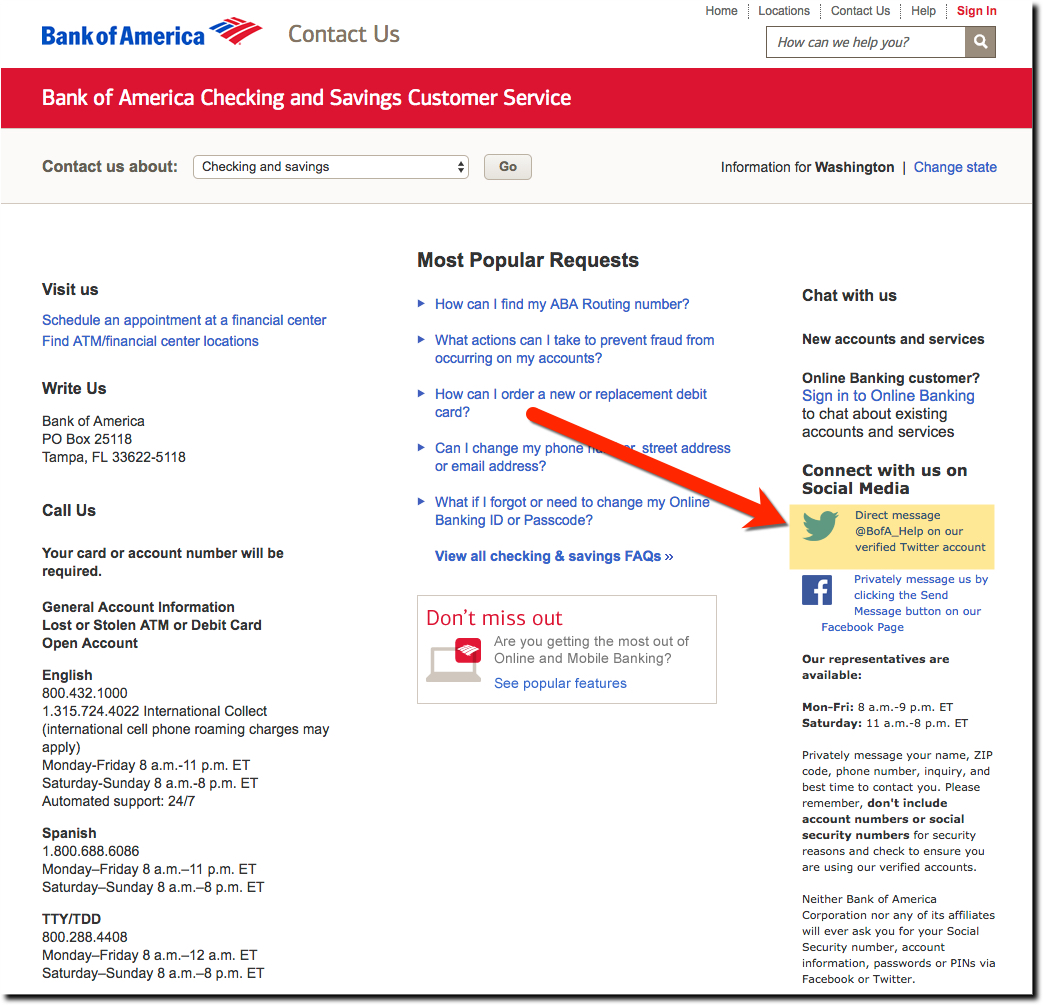 Customer Service UX: Bank of America Encourages Social Media