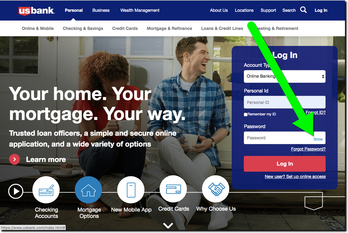 UX Tips: U.S. Bank Offers Option to Show Password at Login