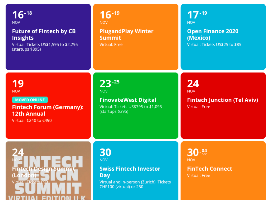 Fintech Events: The 14 Remaining Conferences in 2020 (Nov/Dec)