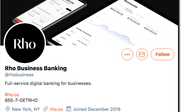 Fintech Startup of the Week: Challenger Rho Business Banking Targets Sophisticated Startups/SMBs